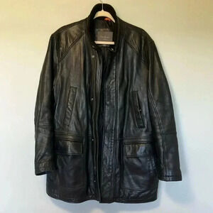 Cole Haan black leather jacket  with pockets